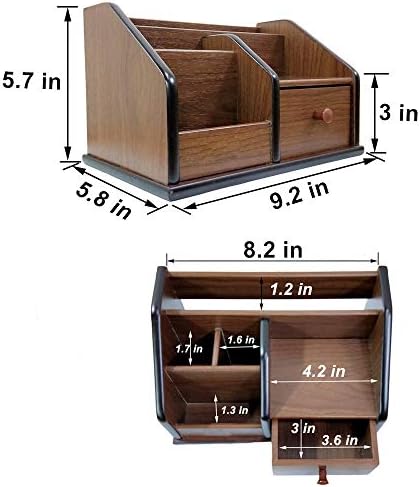 N Desk organizer wood with small drawer Office and Home organization like remote control holder pencil holder HeBen1029 - Image 4