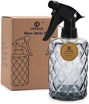 OFFIDIX Glass Spray Bottle,Plant Mister, 0.35L/11.8oz Pressure Watering Can with Adjustable Nozzle Watering Handheld Bottles for Garden Plants Cleaning Solutions(Gray by Offidix