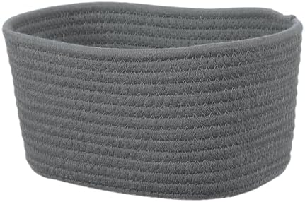 uxcell Small Woven Basket, 8.3x5.9x4.7 Inch Rectangular Rope Basket Decorative Gift Chest Box Cute Mini Woven Storage for Organizing Shelf Storage Bedroom Home Decor, Gray by uxcell