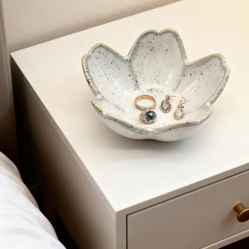 Ring Dish, Ceramic Jewelry Tray, Trinket Holder for Bathroom Nightstand, Small Decorative Bowl (Grey) - Image 5
