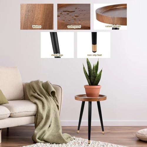 KGPLOME Plant Stands Indoor,Walnut End Table with Raised Design(2,12X17'') - Image 6