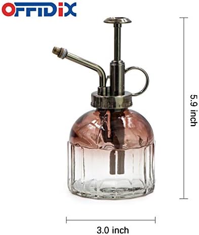 OFFIDIX Glass Watering Spray Bottle,Plant Mister Watering can Indoor with Bronze Plastic Top Pump, Glass Small Watering Can for Indoor Potted Plants Outdoor House Plant - Image 2