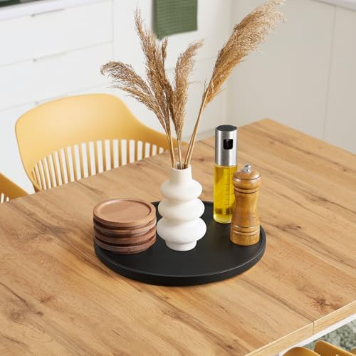 12 Inch Wood Round Tray, Wooden Decorative Bathroom Coffee Table Tray Centerpiece Candle Holder for Black Kitchen Dining Room Home Decor Coffee Table Decor and Accessories - Image 3