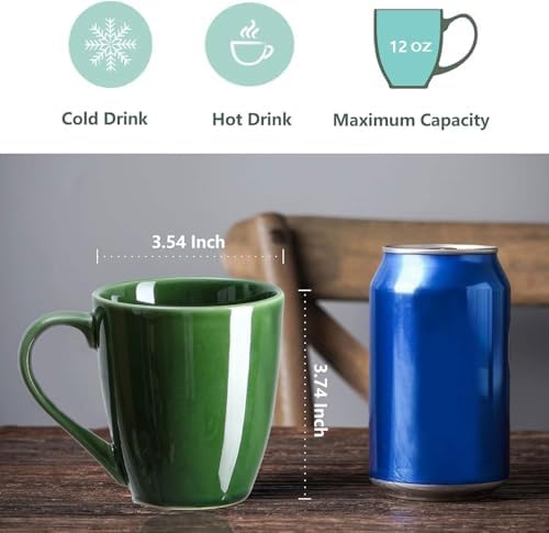 vicrays Coffee Mug Set, 12 Ounce, Set of 6, Ceramic Mug for Men, Women, Unique Glazed Mugs with Handle for Coffee, Tea, Milk, Cocoa, Cereal(Green) - Image 2