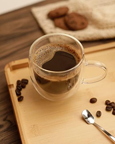 LIBWYS 2 Pack Double Walled Coffee Cups Glasses Mug, 8.5oz Borosilicate - Image 3