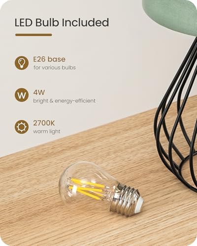 Green Table Lamp, Small Bedside Lamp with Green Linen Shade & Black Metal Base, 2700K LED Bulb Included, Modern Nightstand Lamp for Bedroom Decor, Kids Room, Living Room, Nursery, J06TL05 - Image 5
