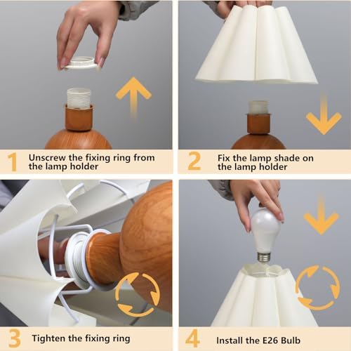 KUNJOULAM Cute Small Table Lamp, Modern Bedside Nightstand Lamp with Beige Lampshade, Metal Base for Bedroom Home Office Decor (Without Buld - Image 5