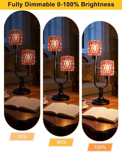 Lightdot Red Glass Vintage Lamp Mid Century Modern Table Lamp Dimmable Gift - Image 3