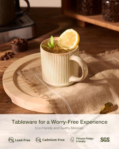 famiware Coffee Mug Set of 8, Star 12 oz Ceramic Mugs Cups Set with Handle - Image 3