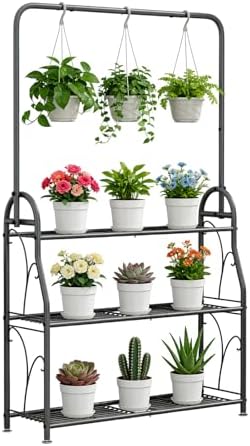 SORCEDAS Plant Stand Outdoor Indoor 3 Tier Metal with Hanging by SpecialYourHome