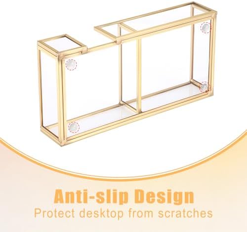 BTSKY Golden Glass 2 in 1 3x3 Inch Sticky Note Holder with Non-Slip Pads - Image 4