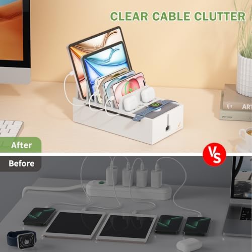 Pezin & Hulin Bamboo Charging Dock Station for Electronic Devices-White - Image 4