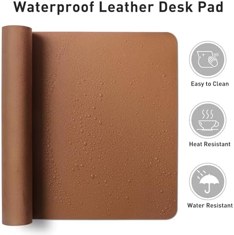 Aothia Leather Desk Pad Protector, Mouse Pad, Office Desk Mat, Non-Slip PU Leather Desk Blotter, Laptop Desk Pad, Waterproof Desk Writing Pad for Office and Home (Brown,23.6" x 13.7") - Image 6
