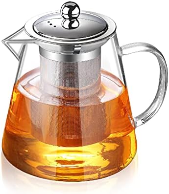 TMOST Glass Teapot with Infuser Tea Pot 1300ml/43oz Tea Kettle Stovetop Safe Blooming and Loose Leaf Tea Maker Set (43oz/ 1300ml) by TMOST