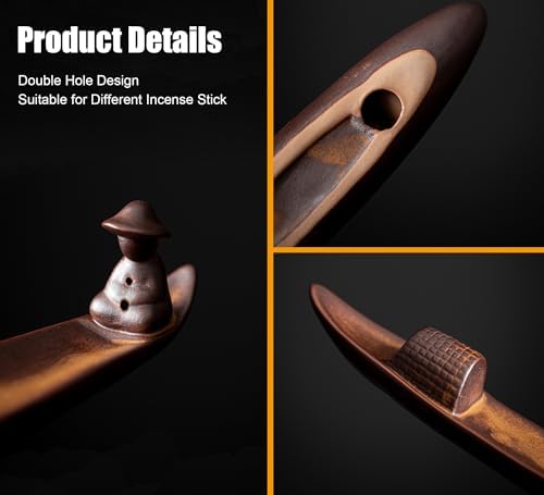 Incense Stick Holder, Incense Holder for Insence Sticks, Tray for Incense Ash, Ceramic Crafts, Chinese Classical Boat Design, Home Décor, Best for Meditation, Yoga, Home, Office - Image 3