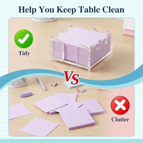 Scalloped Acrylic Sticky Note Holder 3x3 Inch,Cute Notepad Dispenser - Image 6