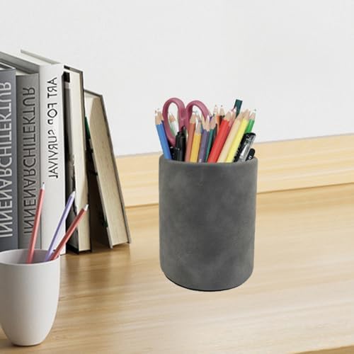 PU Leather Pen Holder Desk 3.94-inch Tall Pencil Cup Organizer - Image 3