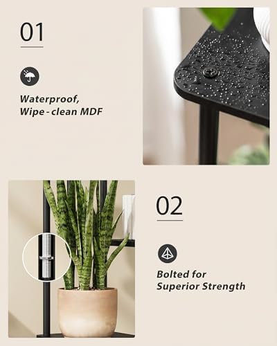 GENTINGBRO Corner Plant Stand Indoor Tall Plant Stand Black 4 Tier - Image 6