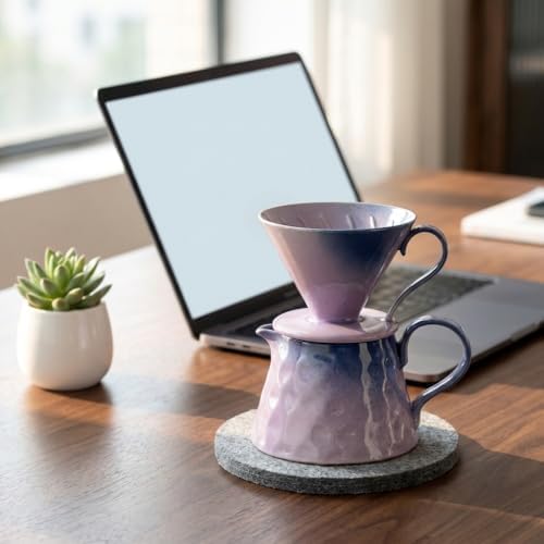 Ceramic Pour Over Coffee Maker Set 15oz/450ml Coffee Dripper with 40pcs Cone Paper Filters, Reusable Pour Over Coffee Cone for Home, Cafe, Restaurant, Camping - Image 4
