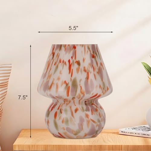 Mushroom Lamp with LED Bulb, Small Glass Bedside Lamp - Image 5