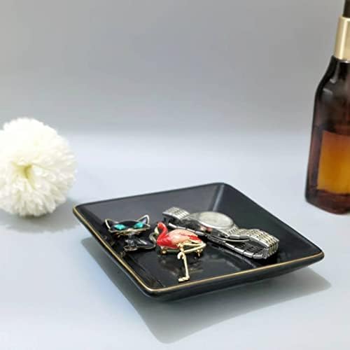 HANKOR Ceramic Jewelry Dish Tray, Decorative Trinket Tray Holder for Ring Earring Key, Gift for Women Girls, 4.7inch, Black - Image 4