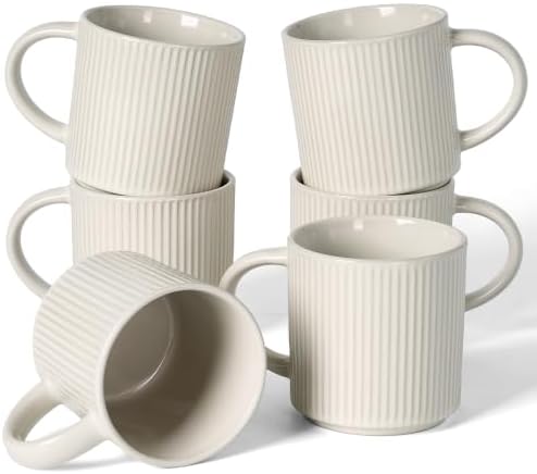 famiware Coffee Mug Set of 6, Star 12 oz Ceramic Mugs Cups Set with Handle by Famiware