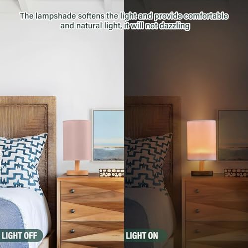 Pale Pink Print Bedside Table Lamp for Bedroom Small Lamps for Nightstand Lamp with Non-Slip Base Night Light Lamps for Living Room Home Office Dorm Kids Room - Image 5
