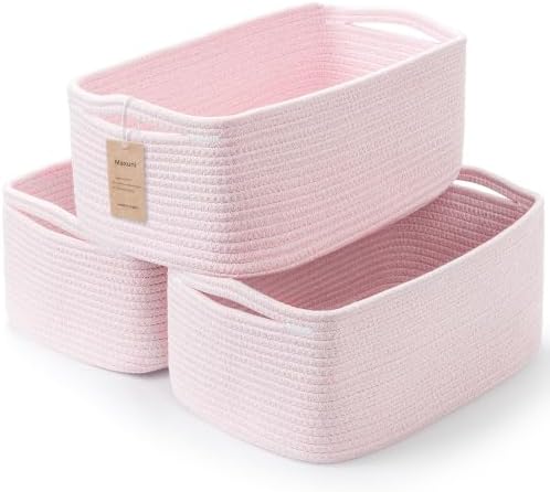 3 Pack Storage Baskets for Organizing, 13.7×9.5×6.3", Mixed Pink by MaxuniTechLife