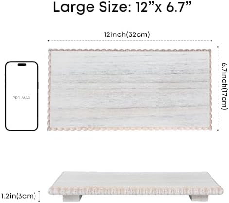 Beaded Wood Risers 12" Rustic Display Stand for Boho Decor(Rustic White) - Image 3