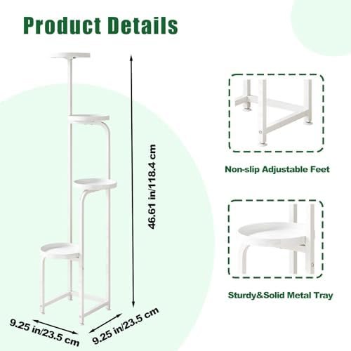 IINGIORDAR Plant Stand Indoor Outdoor Corner Tall Plant Shelf 4 Tier Metal - Image 4
