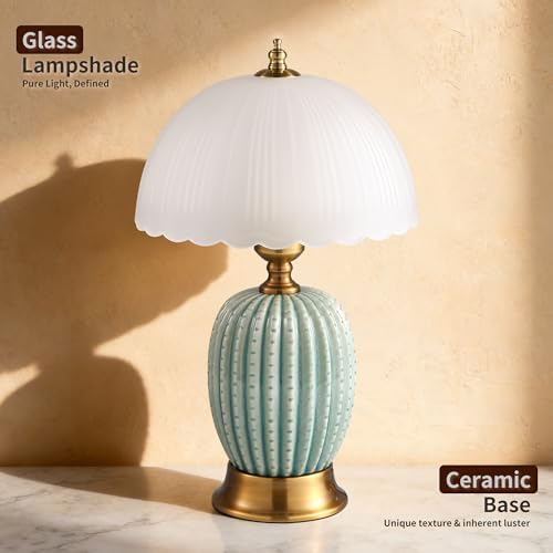 Vintage Green Ceramic Cactus Small Table Lamp for Bedroom - Image 2