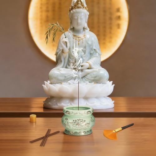 4Inch Ceramic Incense Burner Bowl Chinese Buddhist Incense Bowl by ARBTOTCE