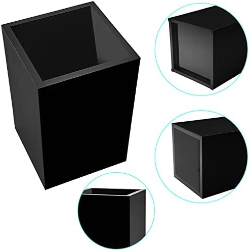 2 Pack Black Acrylic Pencil Pen Holder Cup,Desk Accessories Holder,Makeup Brush Storage Organizer,Modern Design Desktop Stationery Organizer for Office School Home Supplies,2.6x 2.6x 4 inches - Image 5