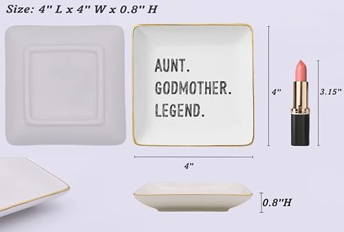 Mother's Day,Baptismal,Christmas Gifts-Aunt Godmother Appreciated Present-Auntie Thank You Present-Baby Gift Shower-Jewelry Tray Trinket Holder Ring Dish-Aunt Godmother Legend - Image 5