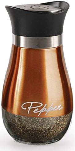 Circleware Cafe Contempo Elegant Glass Salt & Pepper Shakers Dispenser,Clear Bottom Jar Bottle Container w/Stainless Steel Top,Perfect for Himalayan Seasoning Herbs Spices,Copper,4.4 oz, (Pack of 12) - Image 4