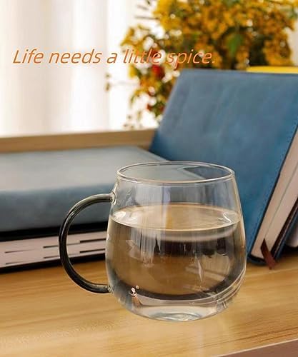 Clear Glass Mug with Handle, Dark Green Handle 16 oz, High Borosilicate Glass Mug for Large Glass Coffee Mugs with Handle, Drinking Mugs with Handle, or as a gift!… - Image 4