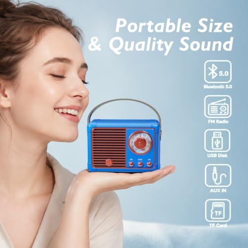 Dosmix Retro Bluetooth Speaker,Vintage Decor,Mini Gift for Women Girl Teens - Image 2