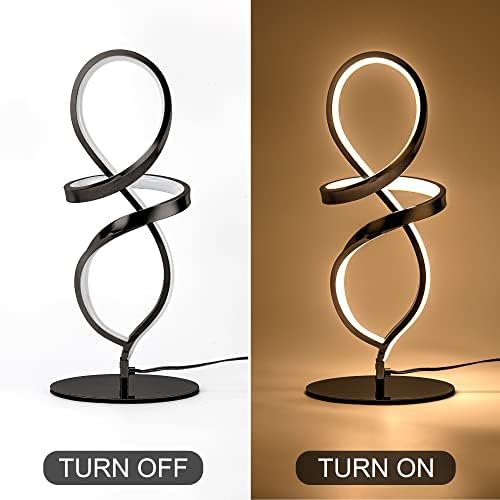 Modern Small Table Lamp with LED Spiral Design, 12W Black Nightstand Lamp - Image 4