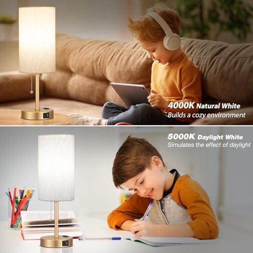 17in Bedside Table Lamp for Bedroom, Desk Lamp with USB Ports for Dorm - Image 6