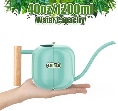 Green Moon 1.2L/41oz Metal Metal Watering Can with Long Spout, Mint Green - Image 3
