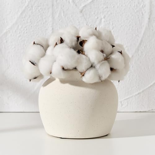SIDUCAL Ceramic Flower Vase with Wide Mouth Lace, 4.8 Inch Pottery Rustic Farmhouse Boho Vases, Small Terracotta Vase for Home Decor, Table, Living Room, Bathroom, Shelf, Wedding, White - Image 2