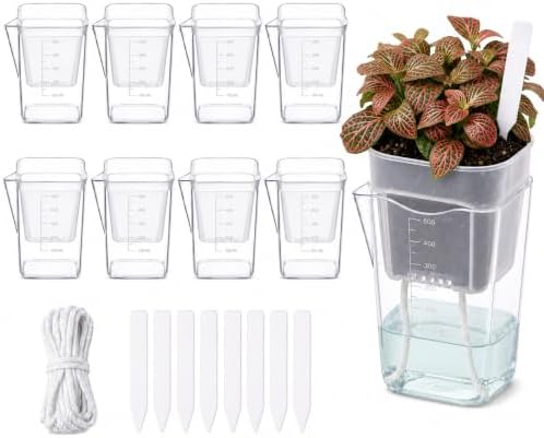 8 Pack 4 Inch Clear Self Watering Pots for Indoor Plants by Unknown