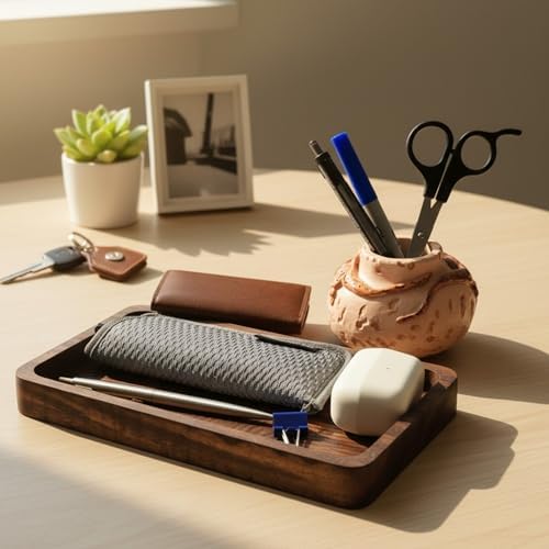 SRCraft Walnut Valet Tray for Men and Women, Wooden Catchall Organizer - Image 2