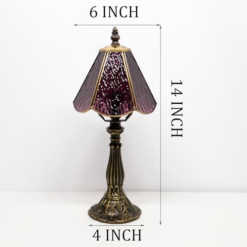 Tiffany Style Table Lamp Purple Rippled Stained Glass Lamp 14 Inch - Image 2