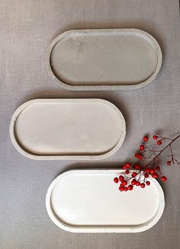 Oval Concrete Tray, Jewelry Holder, Vanity Tray, Cement Tray, Coffee Table Tray, Decorative Tray, Jewlery Tray, Bathroom Tray, Minimalist (6.87" L, Bluish Gray) - Image 7