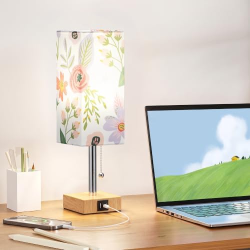 aooshine Flower Small Table Lamp for Bedroom - 3 Color Temperature 3000K 5000K 4000K Bedside Lamp, Pull Chain Control, USB A and C Ports, Bulb Included - Image 6