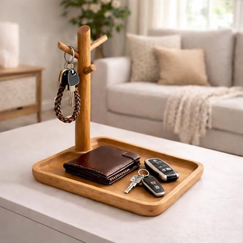 Acacia Wood Key Tray for Entryway Table (Square) by E-ROOMTREND