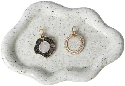 Jewelry Tray for Women, Cloud Shape Ceramic Trinket Dish, Jewelry Organizer Storage Holder for Ring Earring Bracelet Necklace, Make Up Organizer (White) (Stone White) - Image 4