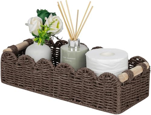 CubesLand Scalloped Toilet Paper Storage Basket W/Handle for Home Decor by CubesLand