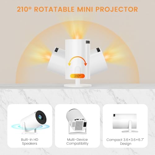 Mini Projector, HY300 PRO Portable Projector, Smart Projector Support 4K 1080P with Dual-Band WIFI6 5G Wireless 5.4 Bluetooth, 160 ANSI Auto Keystone Correction Video Projector - Image 4